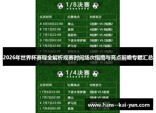 2026年世界杯赛程全解析观赛时间场次指南与亮点前瞻专题汇总