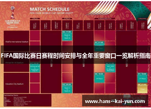 FIFA国际比赛日赛程时间安排与全年重要窗口一览解析指南 FIFA国际比赛日赛程时间安排与全年重要窗口一览解析指南